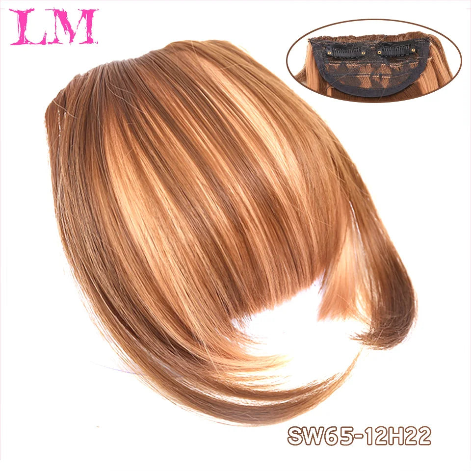 LM Fake Blunt air Bangs hair Clip-In Extension Synthetic Fake Fringe Natural False hairpiece For Women Clip In Bangs