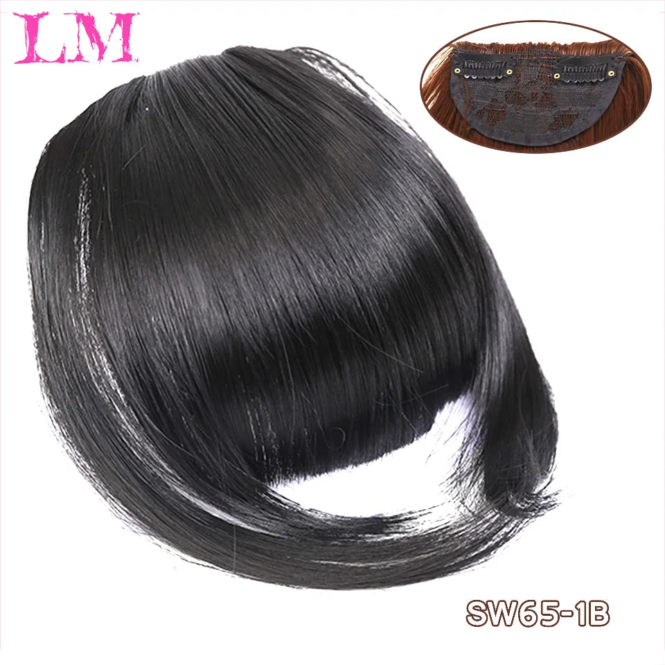 LM Fake Blunt air Bangs hair Clip-In Extension Synthetic Fake Fringe Natural False hairpiece For Women Clip In Bangs